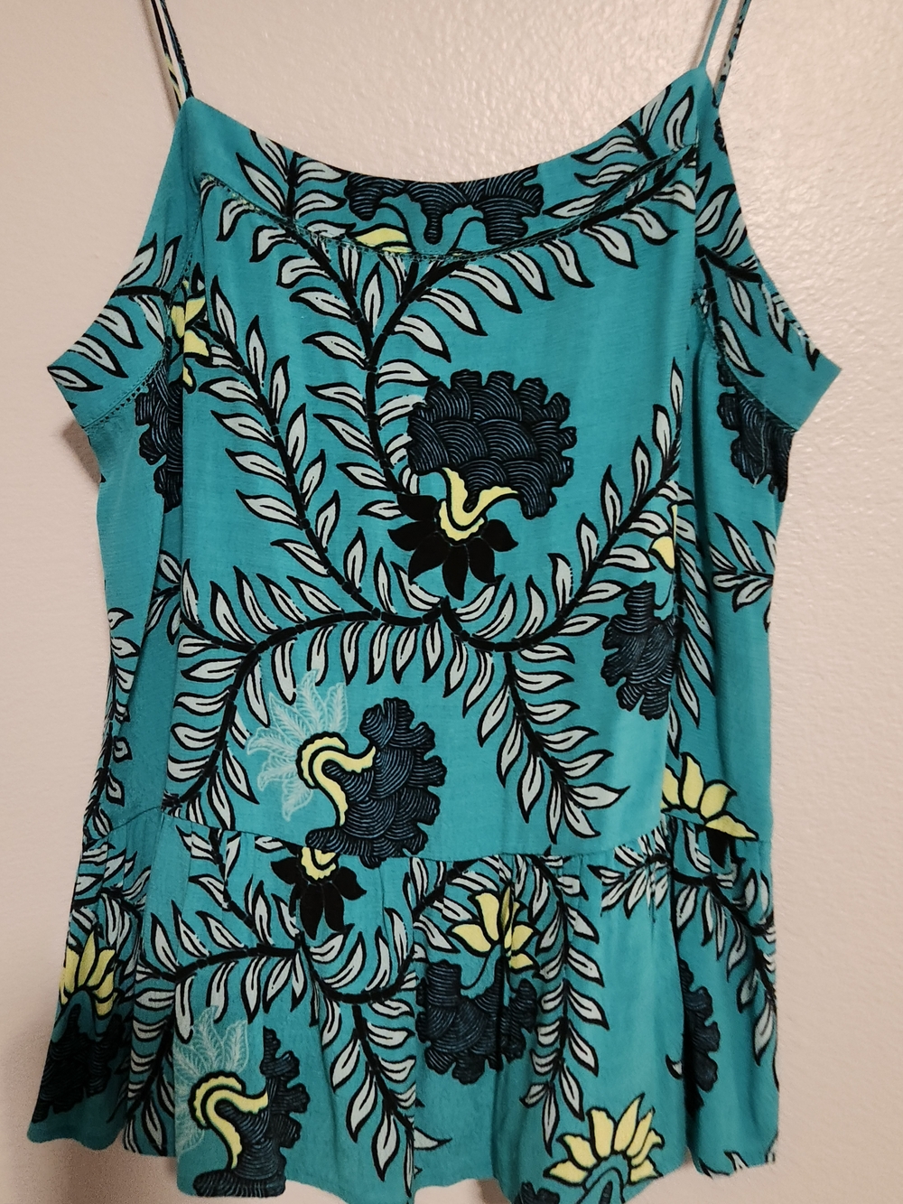 LOFT Petite Teal Floral Tiered Camisole Top, Size SP, Lightweight Summer Tank - Picture 8 of 12